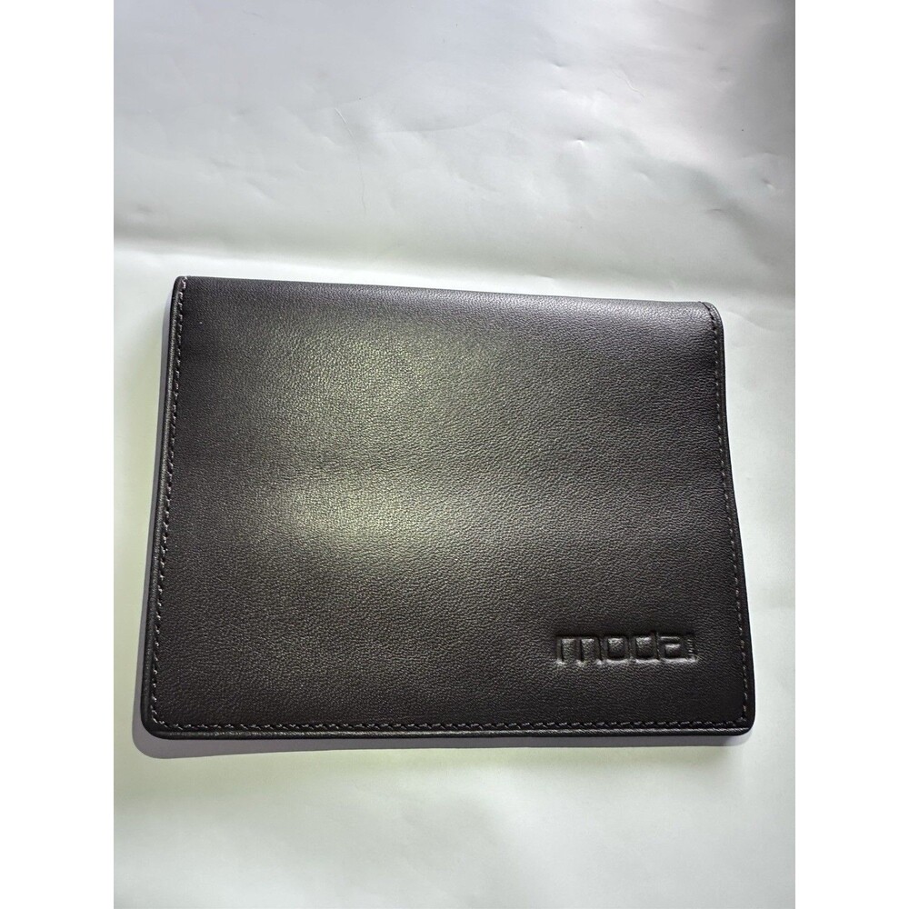 Moda Spana Men's Minimalist Gray Bifold Card Leather Wallet Dark Bown